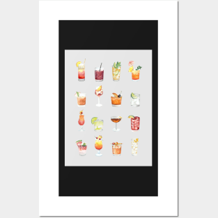 Classic Watercolor Cocktails Drinks Posters and Art